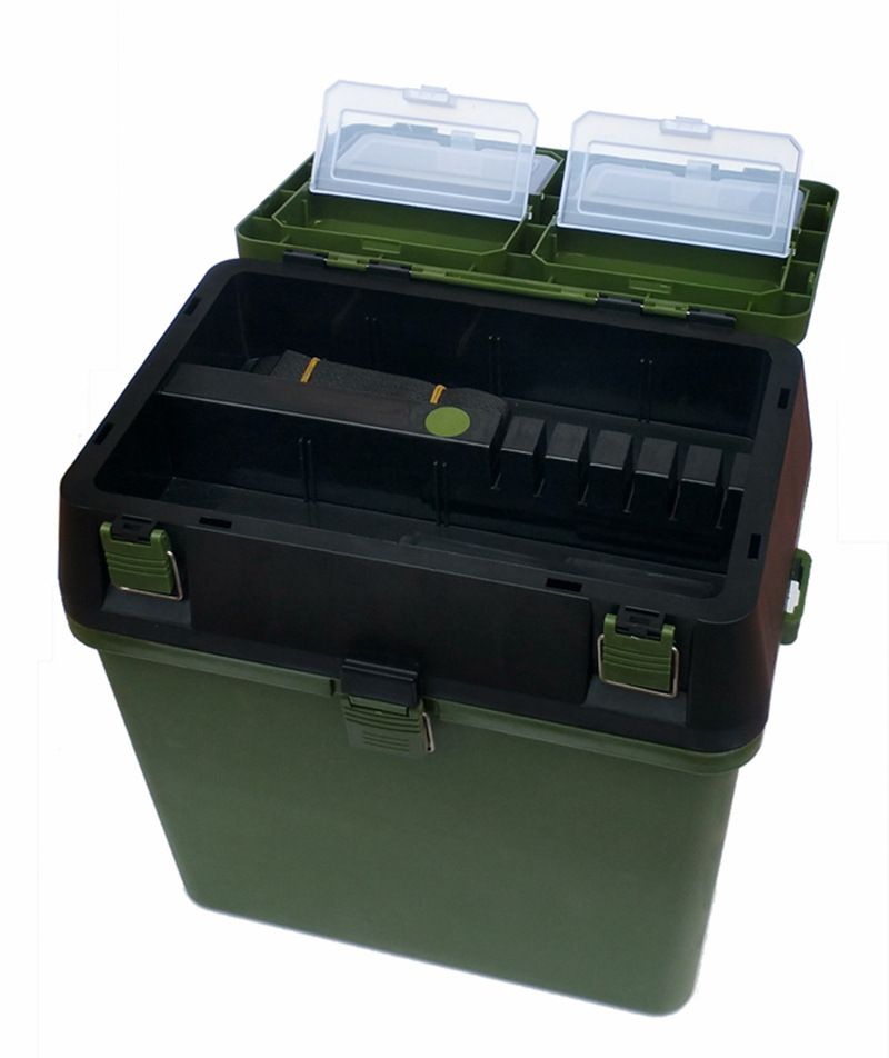 钓具盒塑料盒，带可拆卸分隔器的塑料储物箱钓具托盘