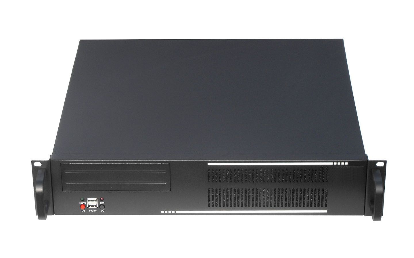 2U服务器机箱工业机箱4 x 3.5“HDD托架2个8025风扇标准1U电源或PS2电源