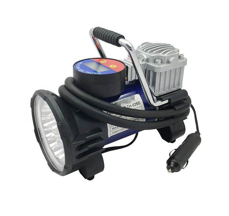12V便携式轮胎充气机汽车空气压缩机带灯空气泵