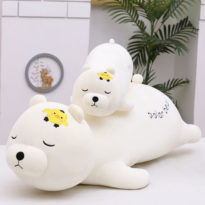最畅销的白色柔软长北极熊毛绒枕头玩具待售