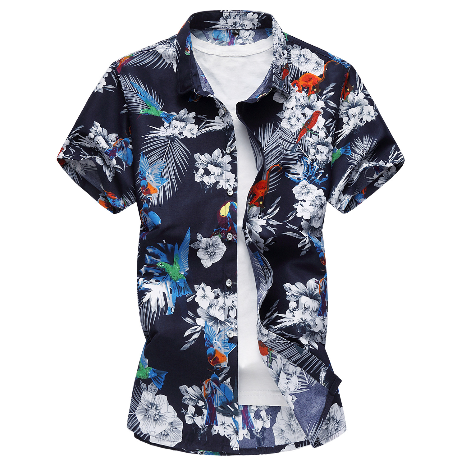 棉质印花夏威夷男士衬衫定制时尚休闲衬衫