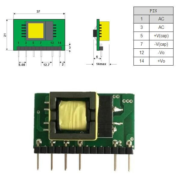 5W 3KVAC隔离宽输入AC/DC转换器