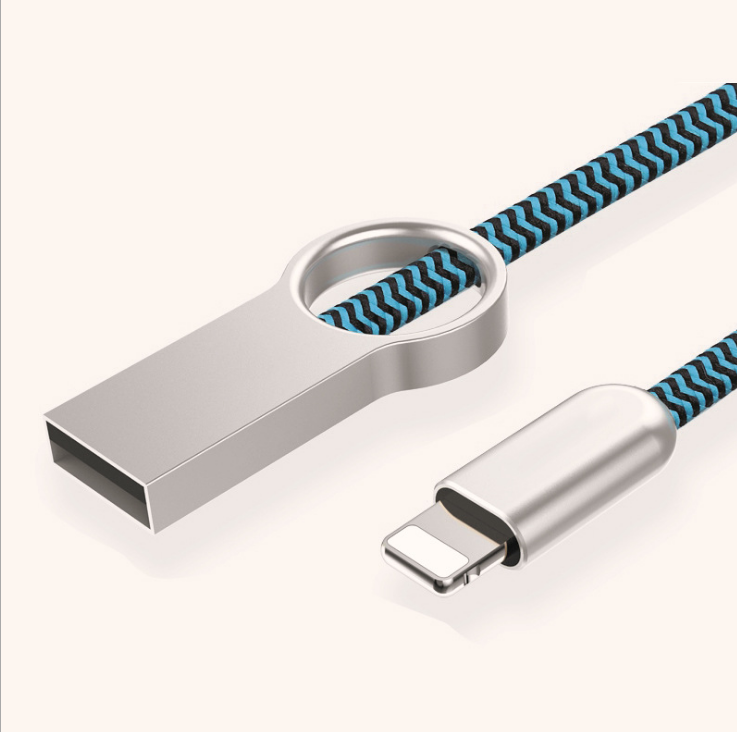 锌合金编织USB数据线环形创意数据线快充充电线