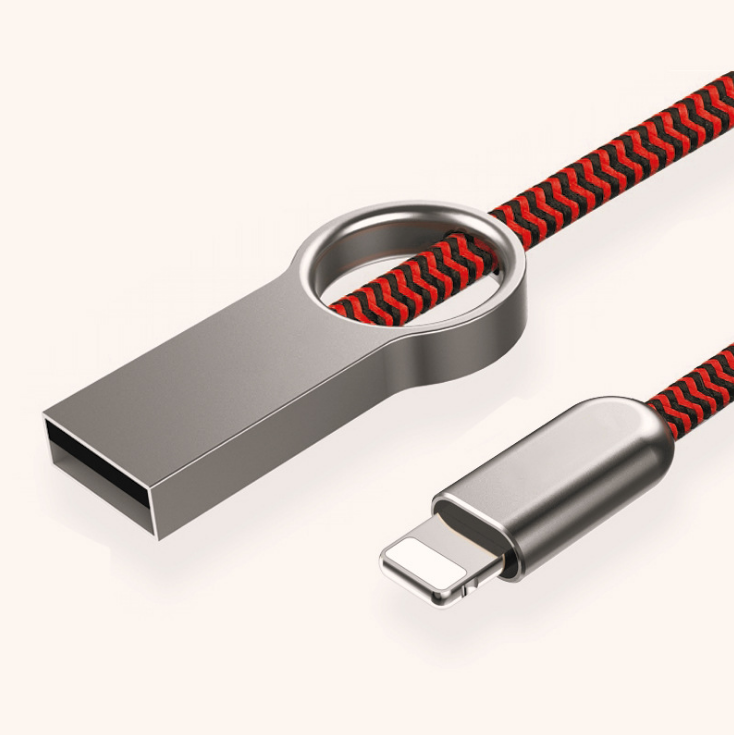 锌合金编织USB数据线环形创意数据线快充充电线