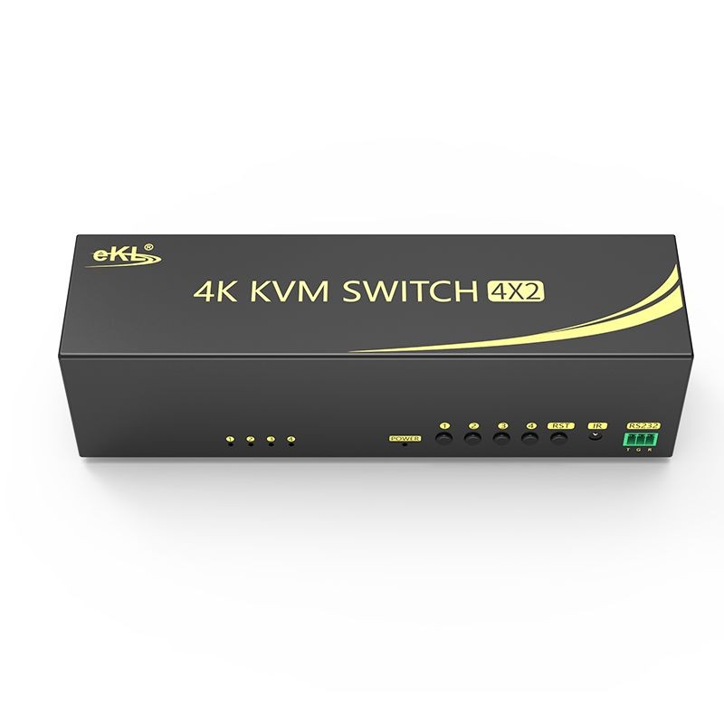 eKL 4进2出2.0双HDMI KVM切换器4K 60Hz支持HDMI 2.0 HDCP 2.2双显示器