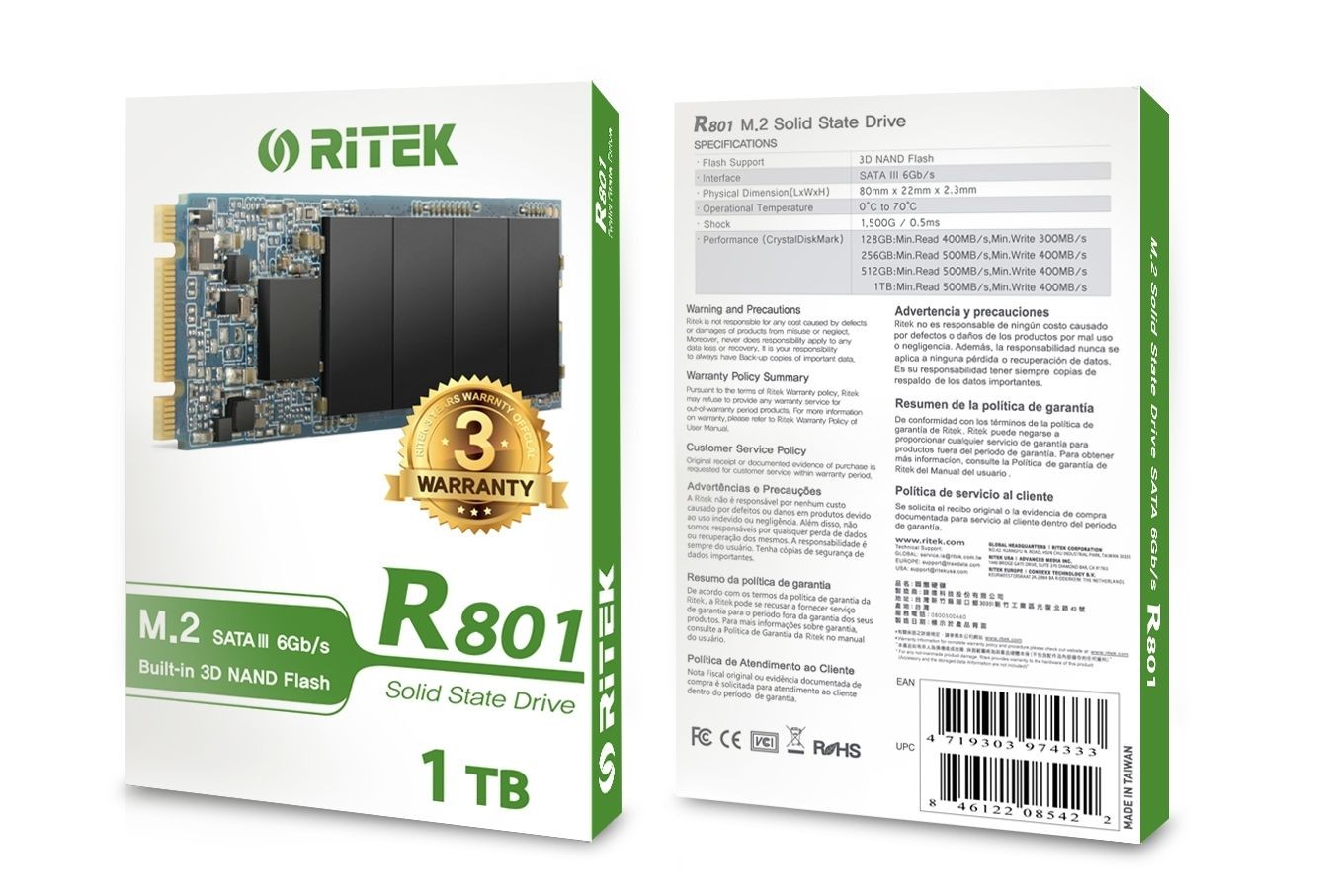 RiTEK/高速高品质/M.2 SSD 128GB~1TB/OEM OBM