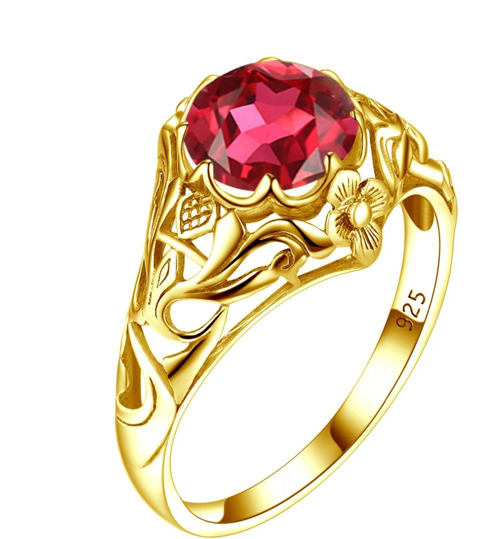 正品925女式银戒指，宝石（红宝石）