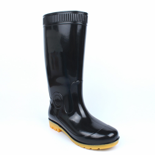 黑色PVC防水雨靴/工作橡胶鞋/安全雨靴
