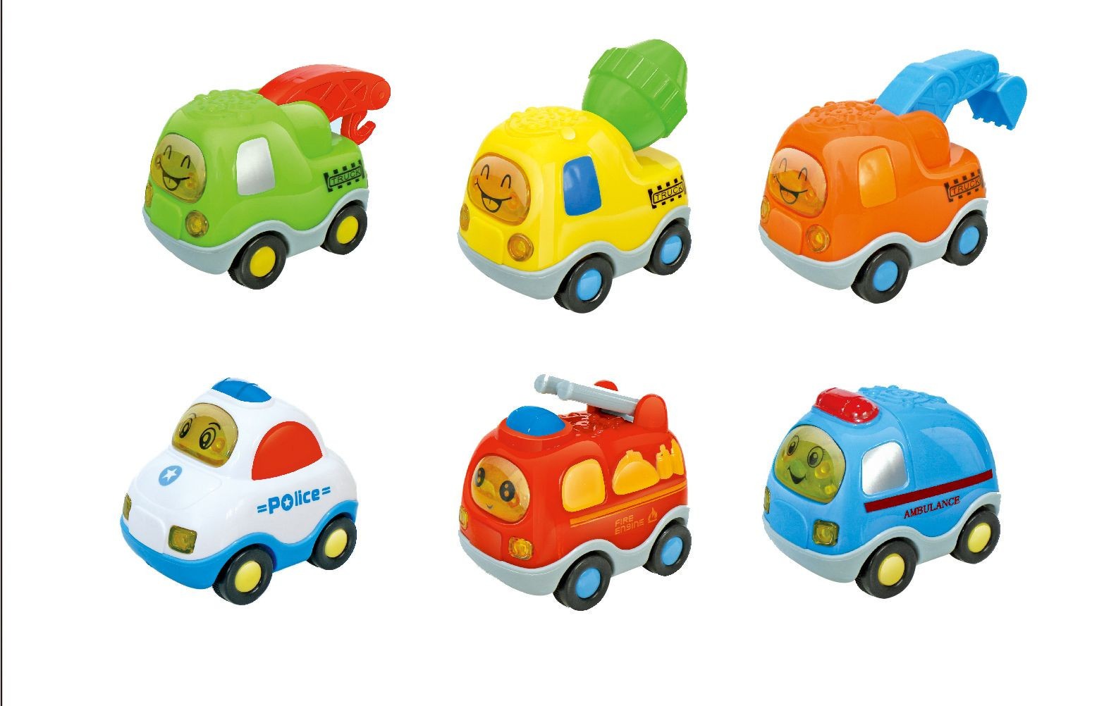 新款可爱的惯性工程卡车模型塑料卡通教育儿童迷你摩擦玩具汽车