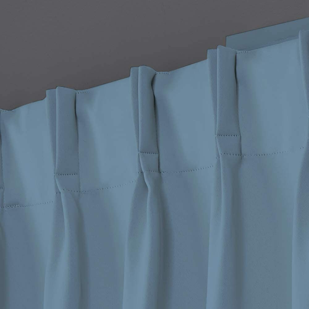 魔术窗帘双层褶皱窗帘涤纶房间深色窗帘和窗帘W（21“+21”）L45（水蓝色）