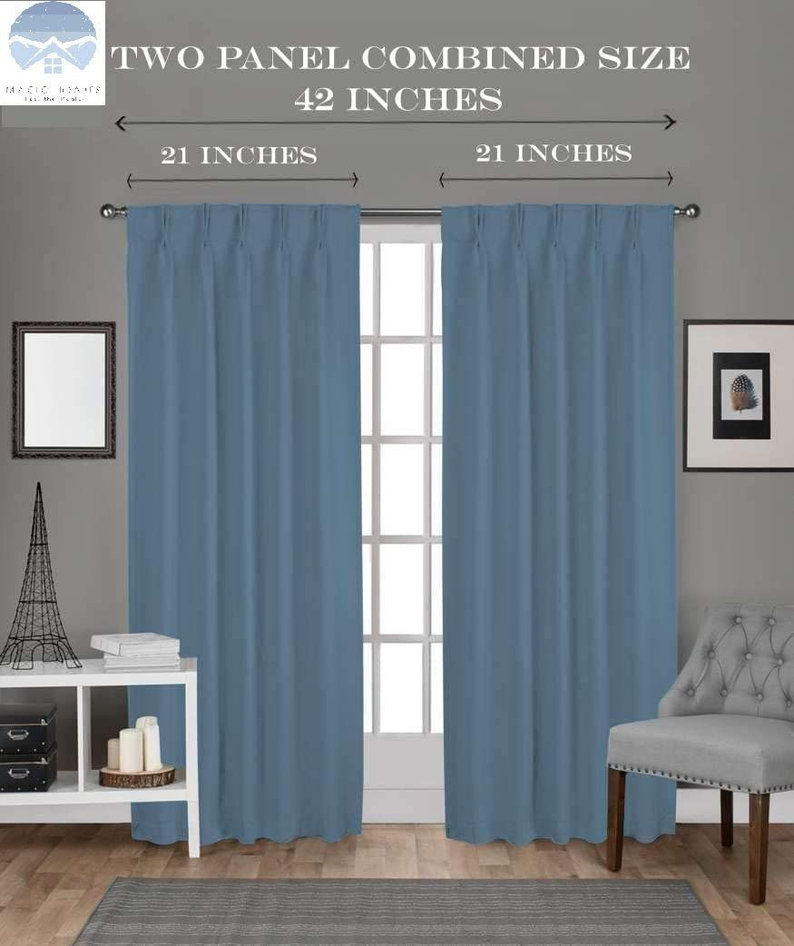 魔术窗帘双层褶皱窗帘涤纶房间深色窗帘和窗帘W（21“+21”）L45（水蓝色）