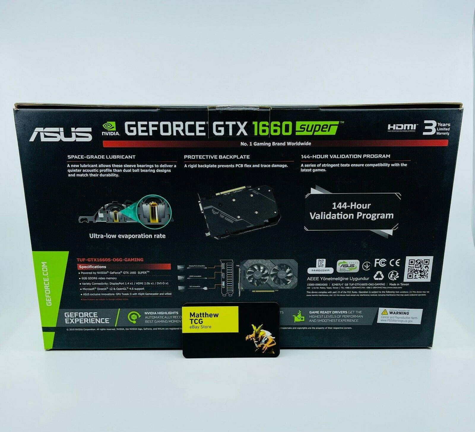 华硕GeForce GTX 1660超级TUF OC 6GB显卡，快速免费送货！WHAT（S）应用程序（+1346766858）。