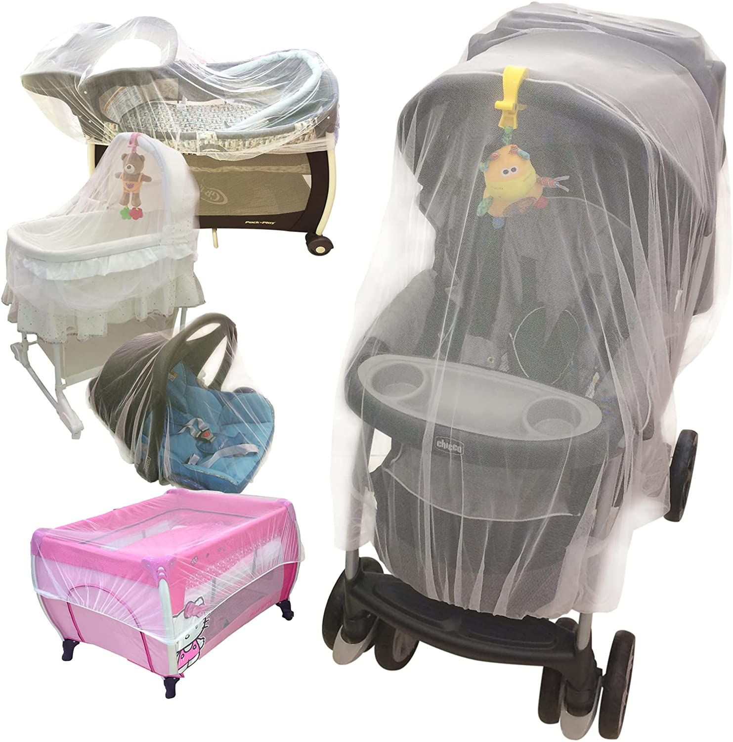 婴儿蚊帐，适用于婴儿车、婴儿床、背包、游戏场、摇篮、游戏笔