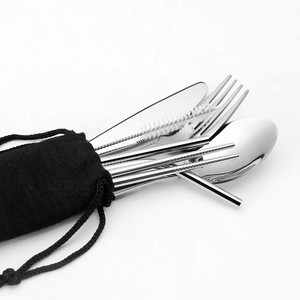 旅行匙、叉子、刀具、不锈钢餐具套装、带定制标志的不锈钢餐具套装