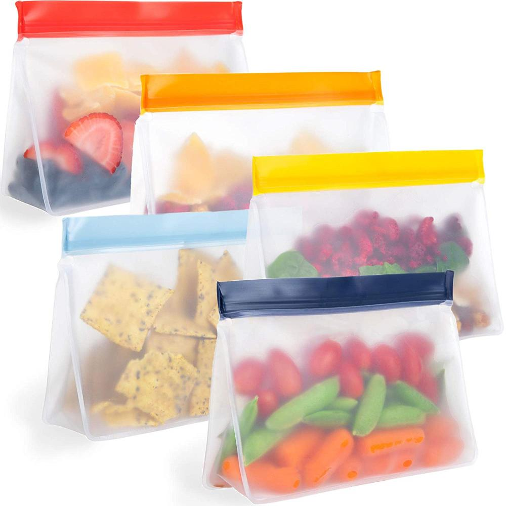 环保Ziplock防漏冷冻袋批发可重复使用PEVA食品包装储物袋