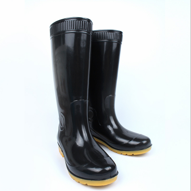 黑色PVC防水雨靴/工作橡胶鞋/安全雨靴