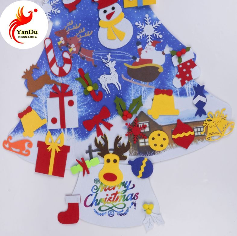 教育DIY毡圣诞树套装儿童壁挂圣诞礼物圣诞家居门装饰